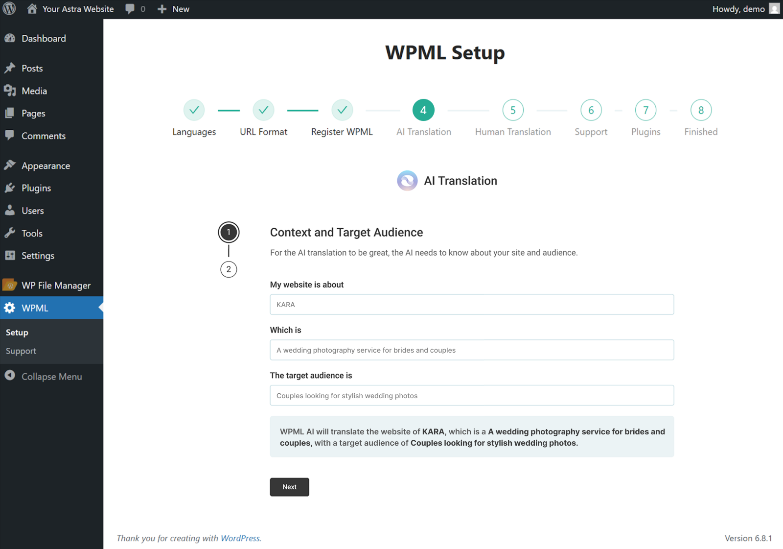 provide context about your website