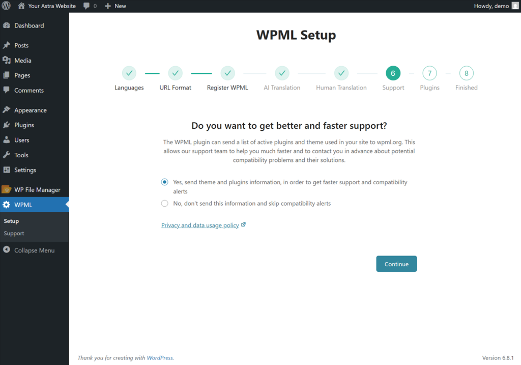 opt-in to share your theme and plugin information