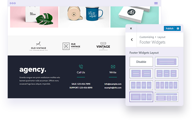 Diseño flexible del pie de página