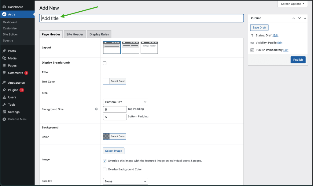 Provide a page header title
