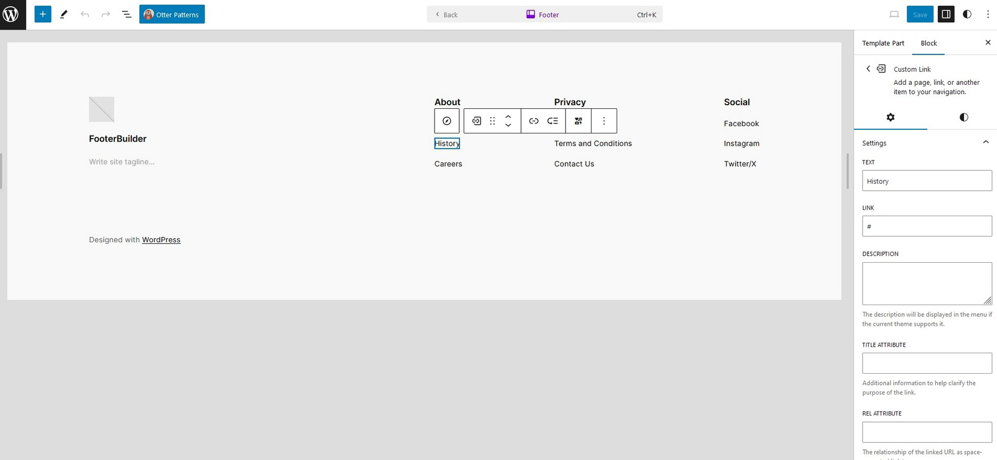 Select a widget or anything in your footer