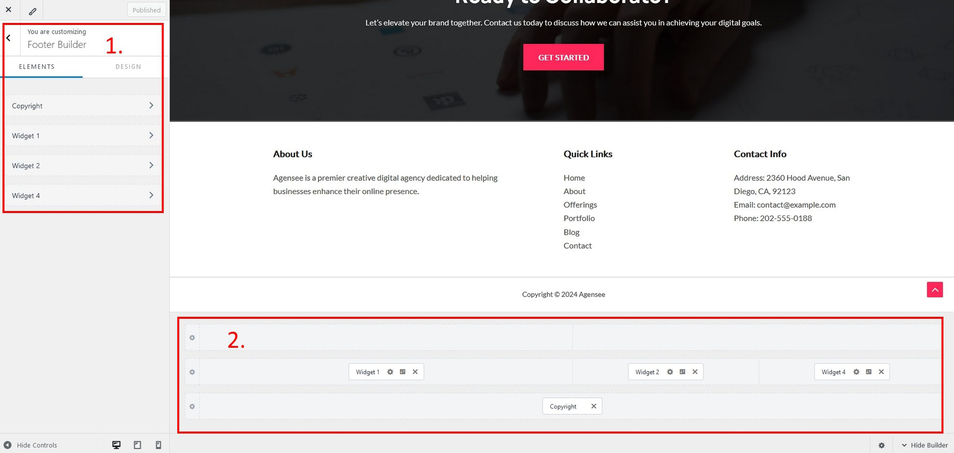 widget areas of your current theme