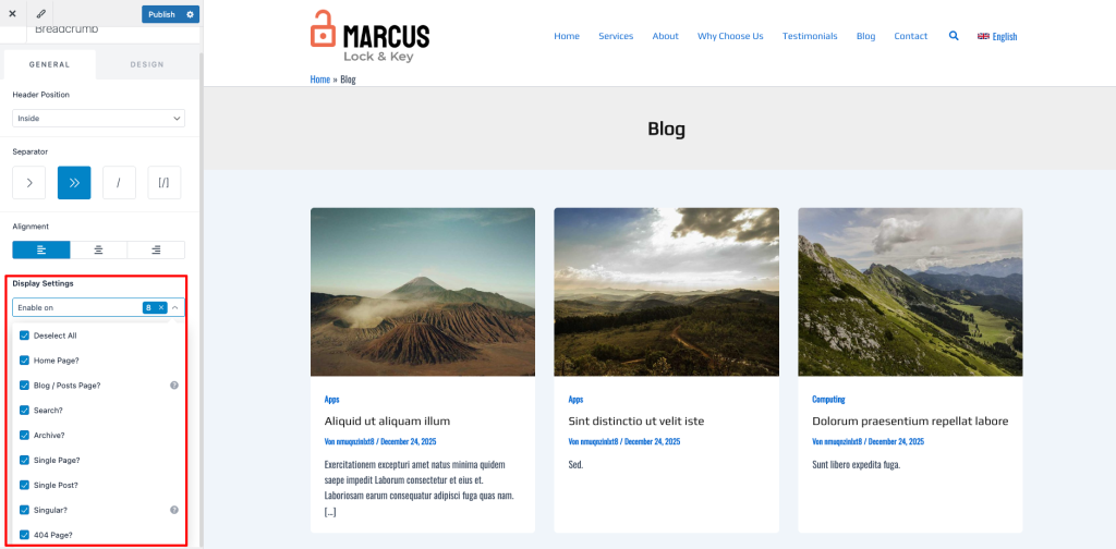 BreadCrumb Display setting