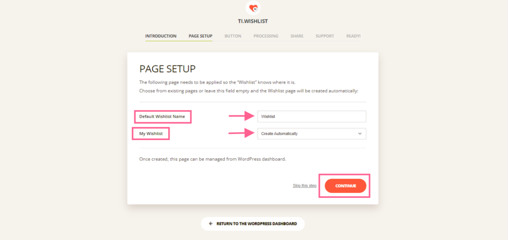 wishlist-page-setup