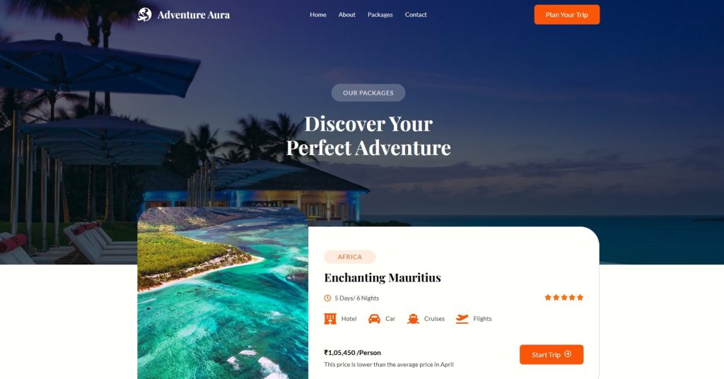 Travel Agency Template Pre-designed package page