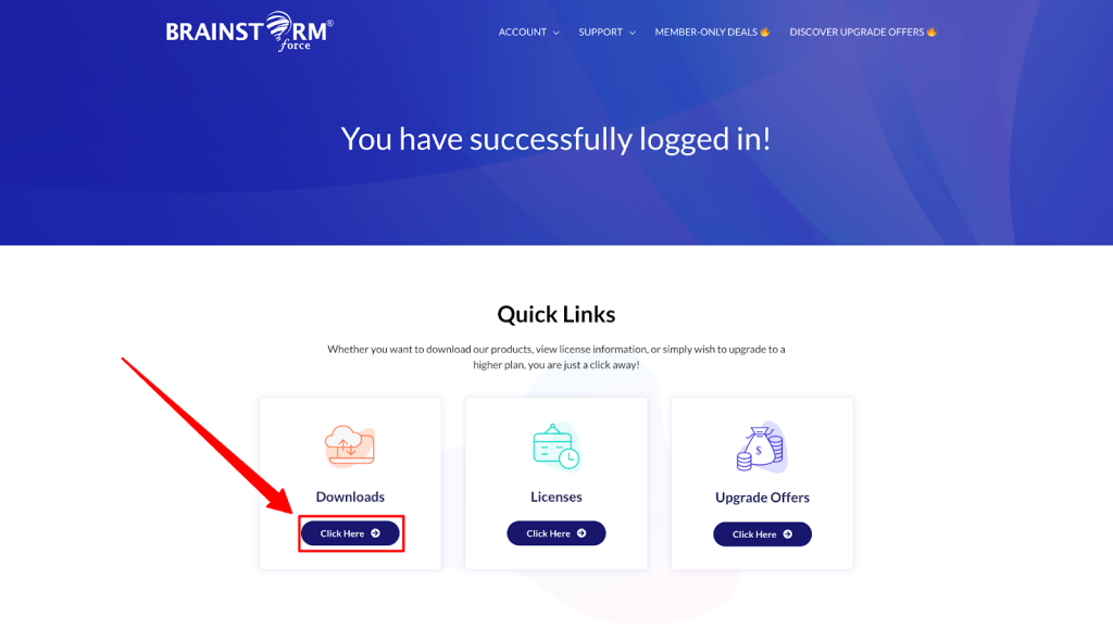 Store login welcome screen
