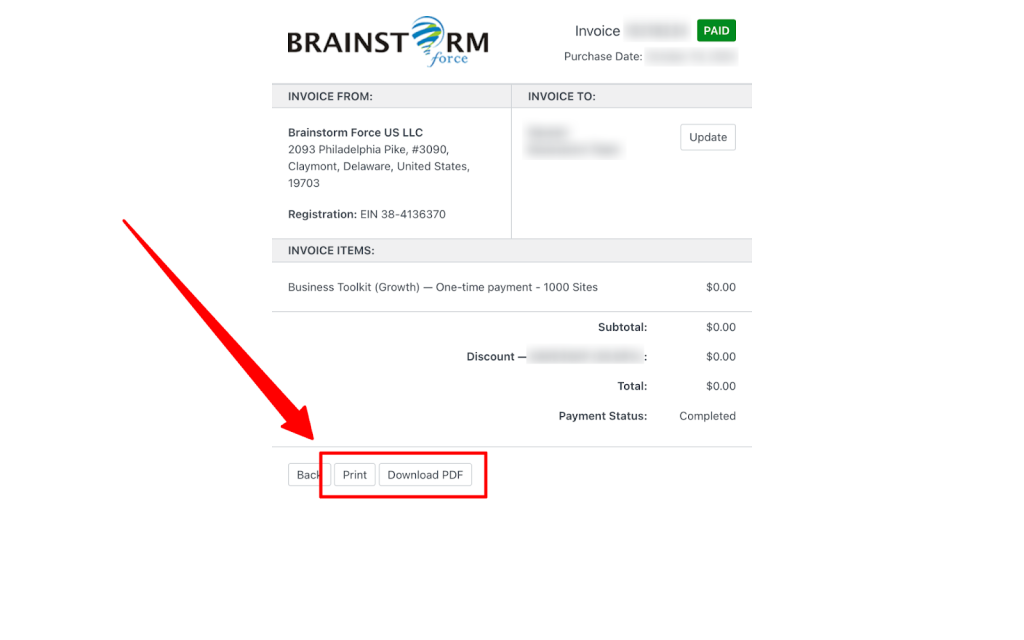 Print or download invoice